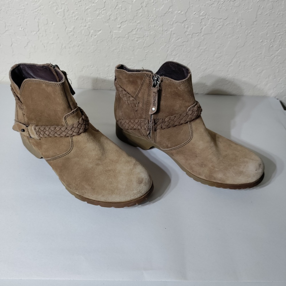 Teva De La Vina Tan Suede Braided Ankle Boots 1008601 Womens‎ Size 10